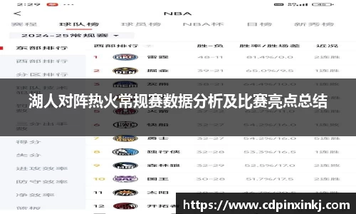 湖人对阵热火常规赛数据分析及比赛亮点总结
